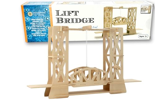 Pathfinders STEM Kit – Bridge Building Kit | Wooden Mechanical Engineering Toy for Kids Ages 7-9 | Lift Bridge 3D Puzzle | Educational Science & STEM Project