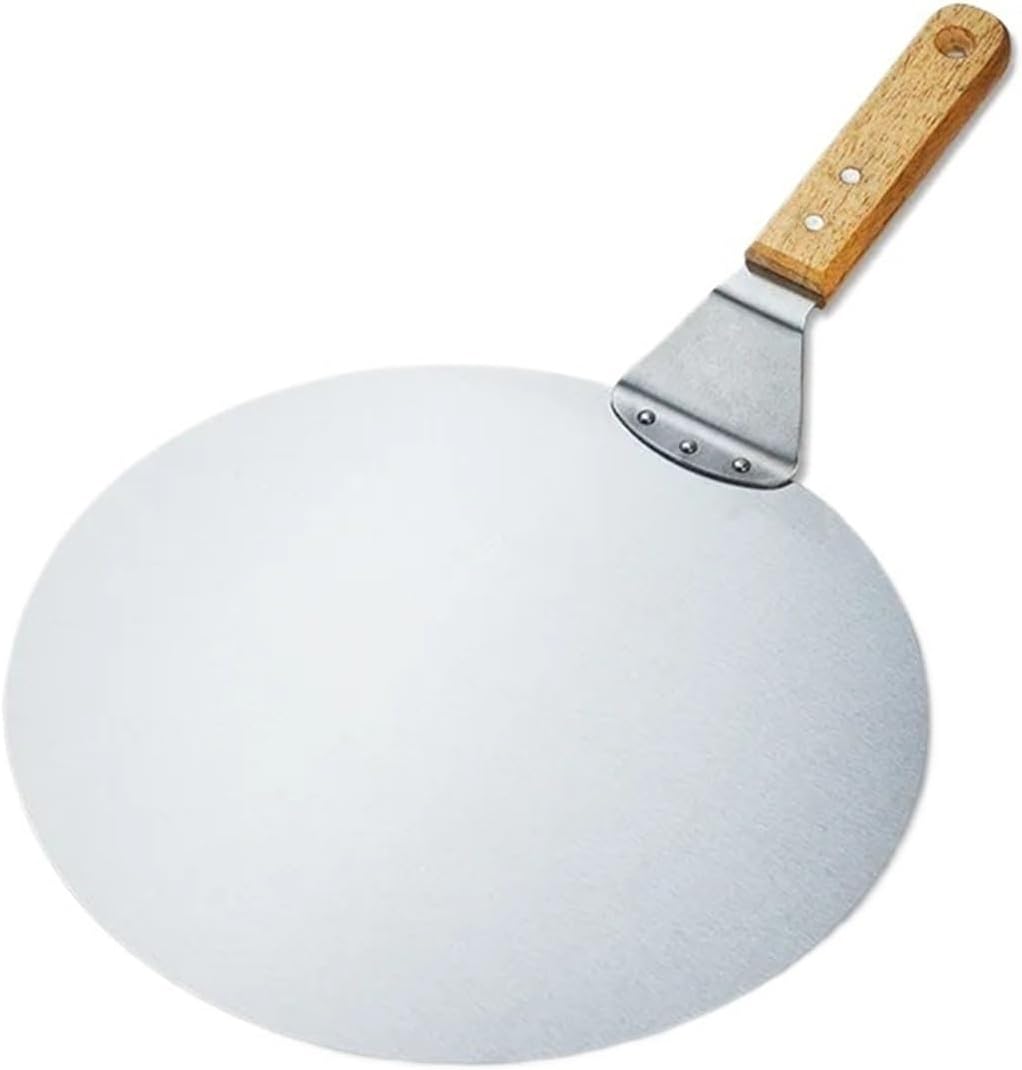 Pizza Shovel Pastry Tools Accessories Pizza Peel Round Stainless Steel Non-stick Pizza Paddle Spatula With Oak Wooden Handle