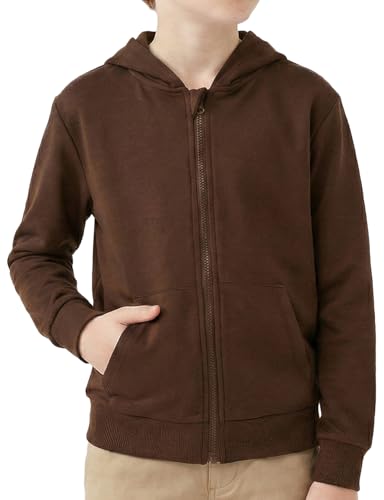Image of Spring&Gege Boys Zip up Hoodie Soft Solid Classic Full Zip Hooded Sweatshirts for Kids (3-14 Years)