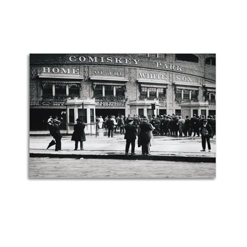 Chicȧgo Whitė Sȯx Comiskey Park Vintage Photo Old Photograph Baseball Stadium Antique Photogra Canvas Poster Wall Art Print For Home School Artworks Picture Office Room Decor Gift 16x24inch(40x60cm)