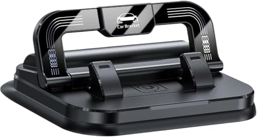 Car Phone Holder 360 Degree Rotation Car Navigation Dashboard Mount Adjustable Horizontal Vertical Angle Suction Cup Non Slip Phone Holder for iPhone Android Smartphones (Black)