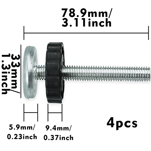 4 Packs Pressure Mounted Baby Gates Threaded Spindle Rods, Walk Thru Gates Accessory M10 x 10MM Screw Bolts Kit for Baby Gates Stair Gates Dog Gate Pet Gates (Black)