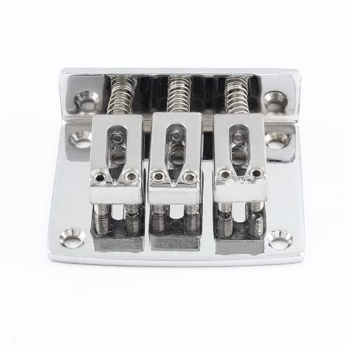 Harskiyer Silver Adjustable 3 String Guitar Bridge, Metal Fixed Top Load Guitar Tailpiece Guitar Fixed Bridge Hardtail Saddle Bridge Guitar Parts For 3 String Electric Guitar #TOP1