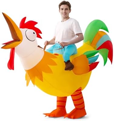 Spooktacular Creations - Adult Inflatable Rooster Riding Costume Air Blown Halloween Costume Multiple Colors Adult