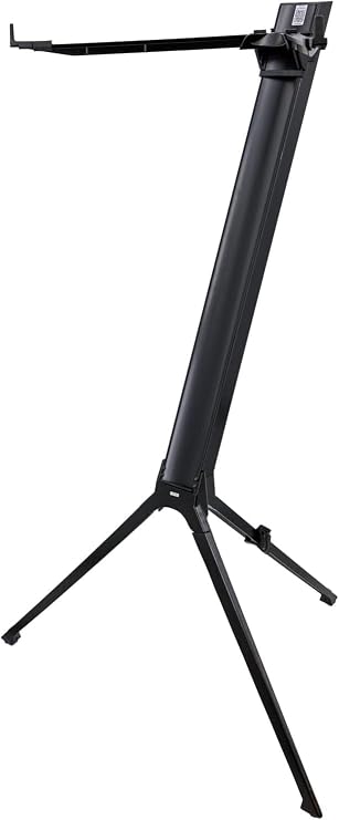 QUIK LOK STAY - INTRUDER-01-BLK Lightweight Aluminum 1-Tier Column Keyboard Stand - Slim Tripod Performance Frame with Adjustable Straight Arm Tier and Durable Carrying Bag, Black
