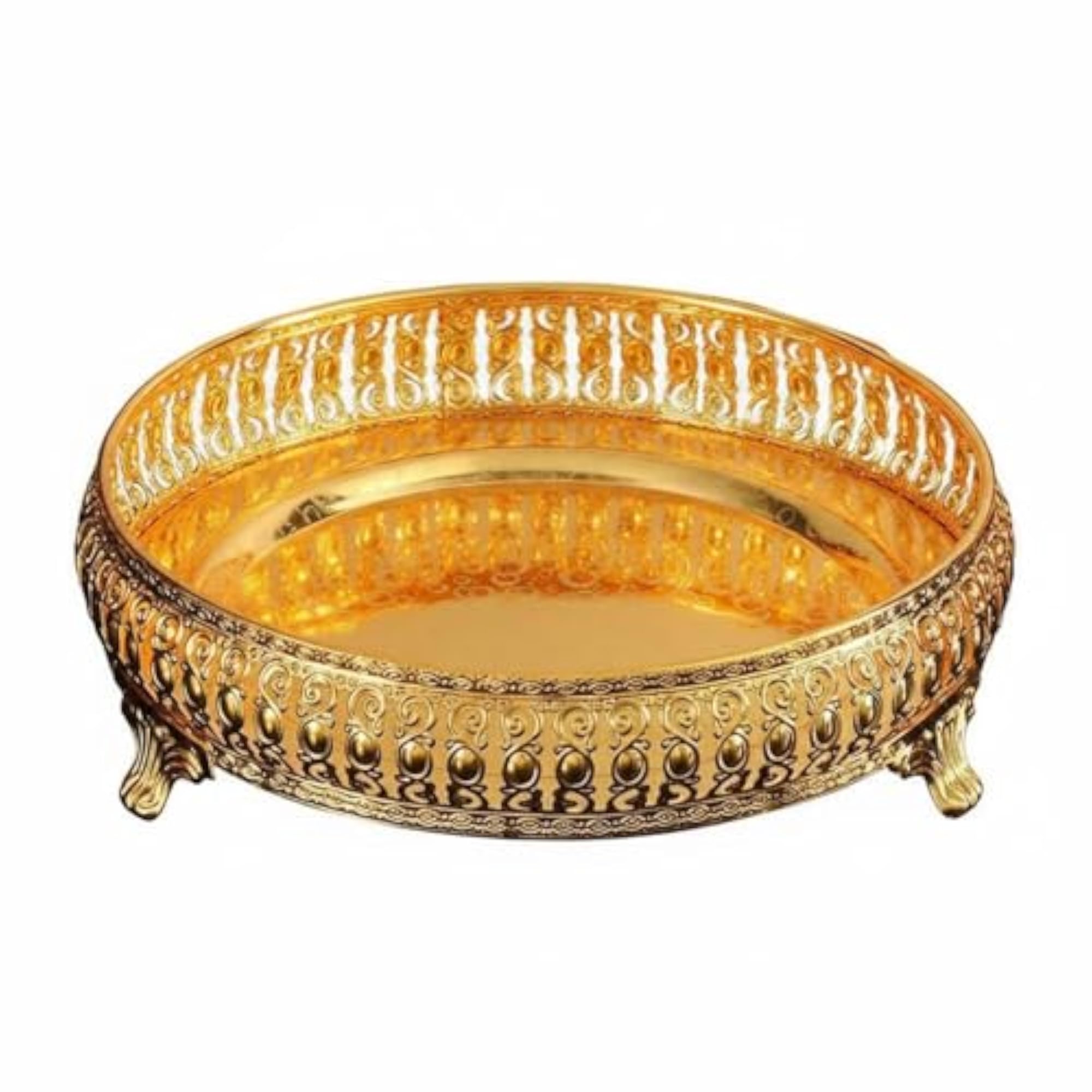Openwork Gold Fruit Tray, Decorative Footed Tableware