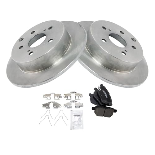 Image of TRQ Rear Brake Pad and Rotor Set Ceramic Compatible with 2009-2010 Toyota Matrix