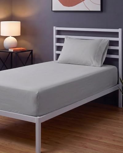Image of Sleepy Town Twin XL Size Bed Sheets - 2 Piece - NO Flat Sheet Included - Twin XL Sheet Set - Soft, Comfy & Cooling - Easy Care - Wrinkle & Fade Free - Brushed Microfiber - Deep Pocket (Light Grey)