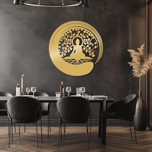 OSTCAL Tree of Life and Buddha Metal Wall Art, Meditation
