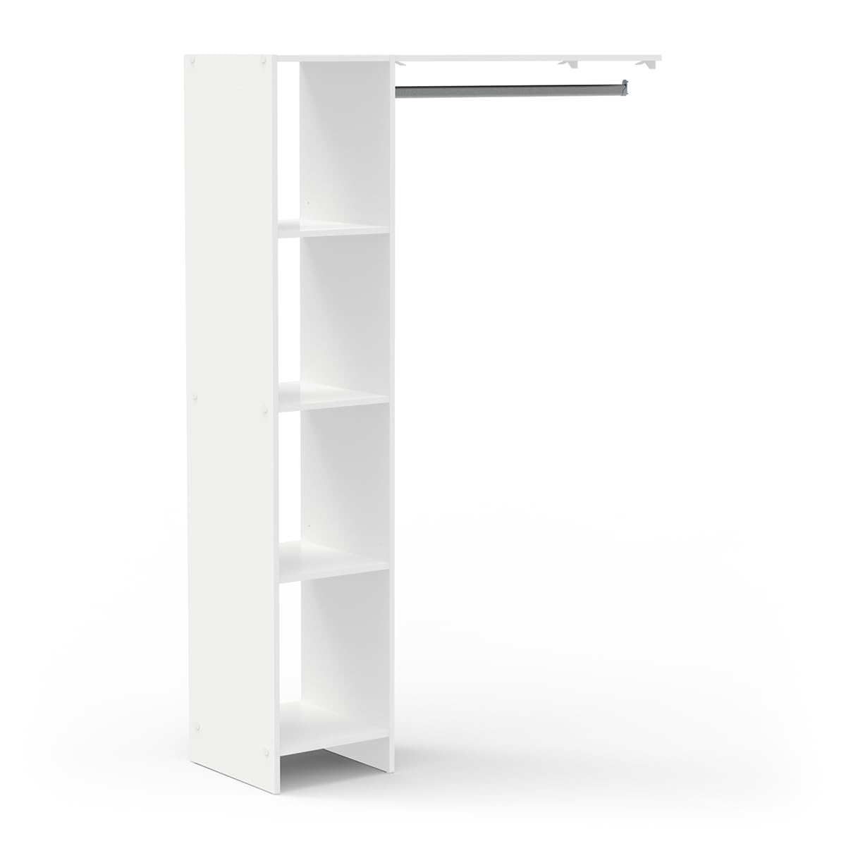 Kit Dressing avec Penderie & Colonne De 3 Rayons Modulable – Coloris Blanc Mat – 120,2 x 180 x 39,6 cm