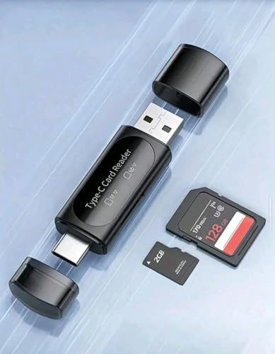 High-Speed Type-C Card Reader – USB 3.0, Dual Port SD/TF Memory Card Adapter, 5Gbps Data Transfer, Compatible with Laptops, Smartphones, and Tablets
