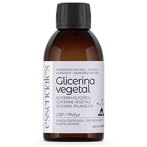 Essenciales - Glicerina Vegetal USP/Ph.Eu, Pureza Certificada, 200 ml | Glicerina Vegetal USP/Ph.Eur VG Base