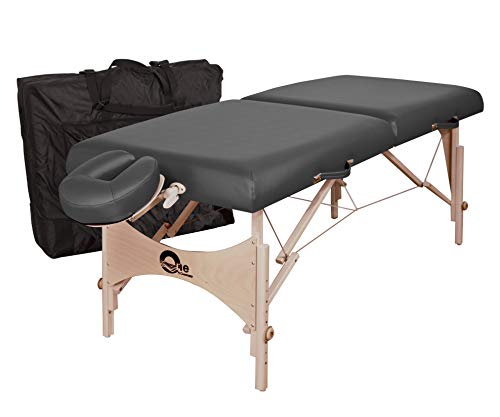 OAKWORKS ONE Portable Massage Table, Package, Professional Massage Bed w/Quicklock Platform, Aerocel Face rest, & Carry Case, Spa Level Comfort, Adjustable 24-34 H, USA Made, Pewter (Gray) (Pewter)