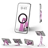 Ulanzi MA60 スマホ三脚 ミニ三脚 magsafeに対応 自撮り棒 スマホスタンド ミニ携帯スタンド 携帯リング スマホグリップ 薄型軽量 多機能角度調整可能 横置き/縦置き 折りたたみ式 両面マグネット式 アルミ製 持ち運び便利 安定 卓上三脚 セルフィー/生放送/撮影録画/動画鑑賞に最適 Android/iPhoneに対応 ピンク