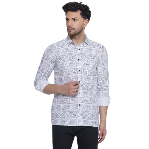 Image of Veera Paridhaan Sanganeri Printed Shirt for Men (White, Size: Free)