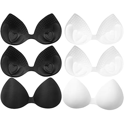 Agoky 1/2/6 Paar BH Einlagen Bra Pads herausnehmbaren Sport BH Bikinis Unterwäsche Einsätze Pads Waschbar und Wiederverwendbar aus Schaumstoffschwamm Schwarz&Weiß D One Size Cover