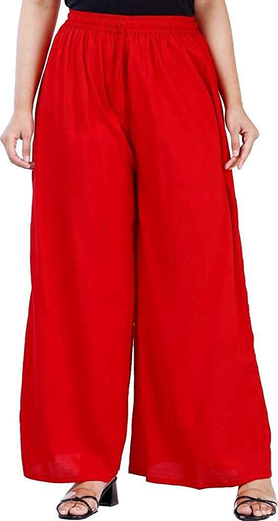 Vanya Plus Size Palazzo Trousers for Women (3XL, 4XL and 5XL) (5XL, Red)