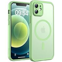 TOCOL Magnetic for iPhone 12 Case 6.1-Inch, Fit for MagSafe, Upgraded [Full Camera Protection], [14FT Military Grade Drop Tested] Shockproof Slim Translucent Matte Back Phone Cover (Light Green)