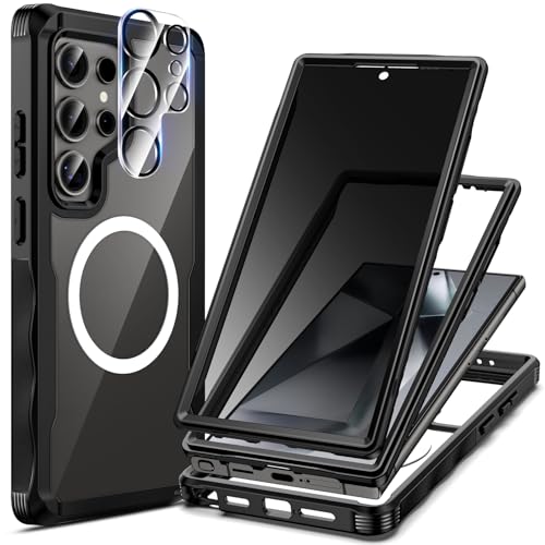 Coque Samsung S24 Ultra seacosmo noire avec verres anti-espion et protège-caméra intégrés