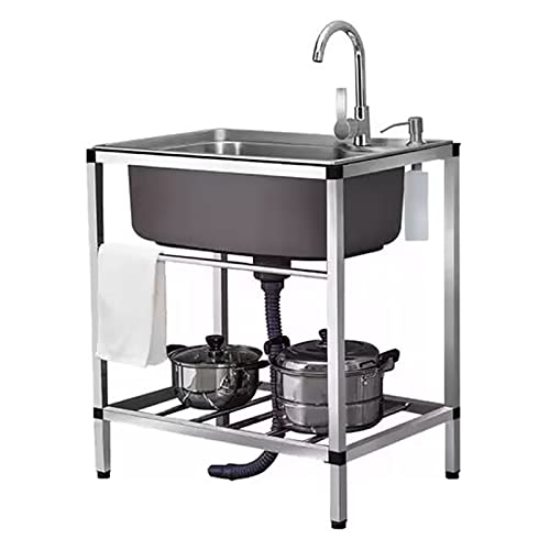 Évier de cuisine professionnel en acier inoxydable avec robinet inclus