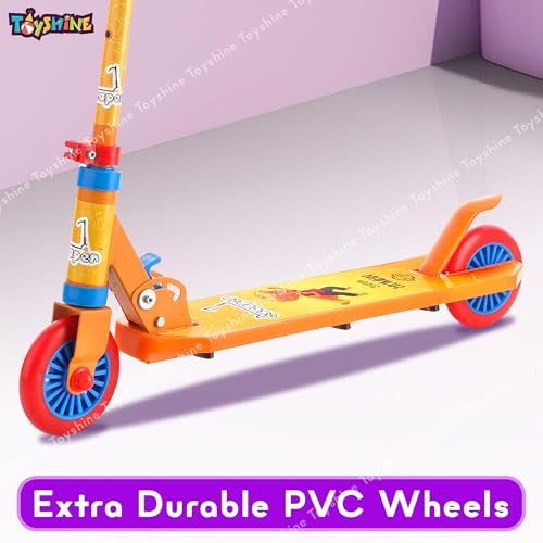 Image of Toyshine Jumbo 2 Wheel Runner Scooter with Anti Slip ABS Base Aluminium Structure Height Adjustable Handlebar Foldable Max Load 50kg for Boys and Girls Ages 4 and Above - Orange
