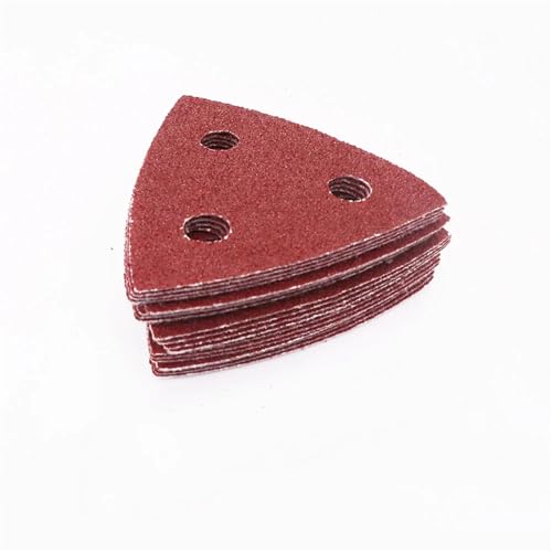woleyuu 25 Stück 3-Loch-Dreieck-Schleifpapier 3-1/8 Zoll 80 mm Schleifblätter 80/120/180/240/320/400 Körnungen Schleifscheiben for Polieren von Holz und Metall(120)