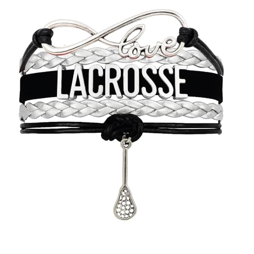 Image of SportyBella Lacrosse Bracelets For Girls - Adjustable Charm Bracelet w /Infinity Symbol & Silver Lacrosse Stick Charm. Friendship Bracelet Gifts for Players, Teams & Coaches