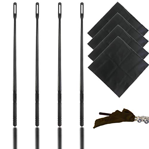 LeonBach 4 Sets Flute Cleaning Rod and Cloth, Flute Cleaning Kit Flute Cleaner Flute Polishing Cloth