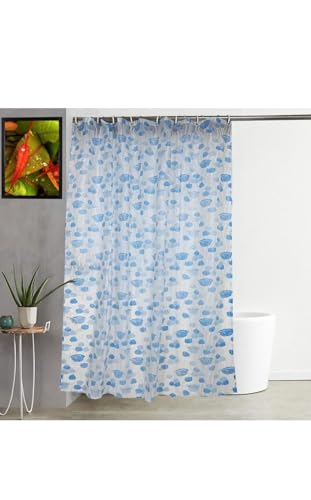 PRIMAH Designer Waterproof PVC Shower Curtain (9 Feet, Light Blue).