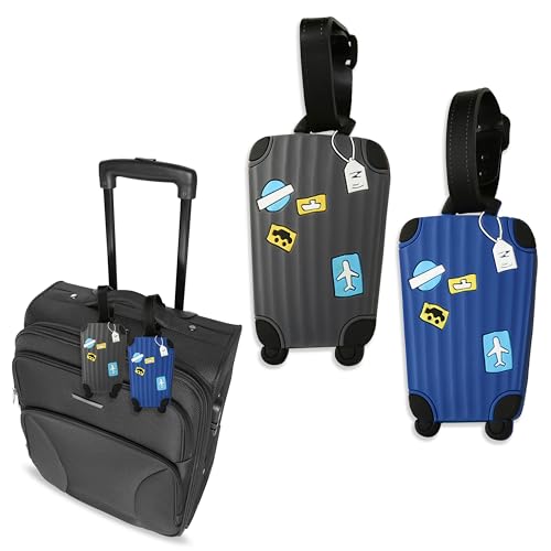 Image of Kraptick Travel Luggage Tags - Durable and Stylish Luggage Identification Tags for Suitcases Compact Name Tag for Luggage & Travel ID Label Tags for Suitcase & School Bags-(DMFP881)(Pack of 2)