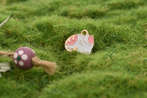 Image of VIDRIO Pack of 80 Pink Cow Cats Enamel Charms Gold Plated Colored Pendants Accessories for Necklace Bracelet Jewelry Making DIY Crafting