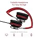 ELECDER i39 Headphones with Microphone Foldable Lightweight Adjustable On Ear Headsets with 3.5mm Jack for Cellphones Computer MP3/4 Kindle School Red/Black