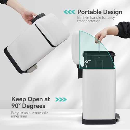 Caneca de basura rectangular de acero inoxidable 12 L con pedal miniatura 3