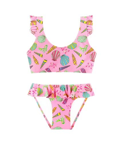 Traje de Baño para Niñas Conjunto de Bikini de Dos Piezas Sets Tankini Traje de Baño para Niñas 2-14 Años (10-12 Years, LA710-Pink)
