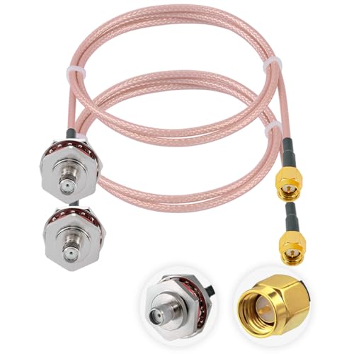 POBADY 2PCS SMA Cable SMA Male to SMA Female Waterproof Box M16 24" /60CM RG316 RF Low Loss Coaxial Cable for Router Antenna Signal Enhancer Wireless Adapter