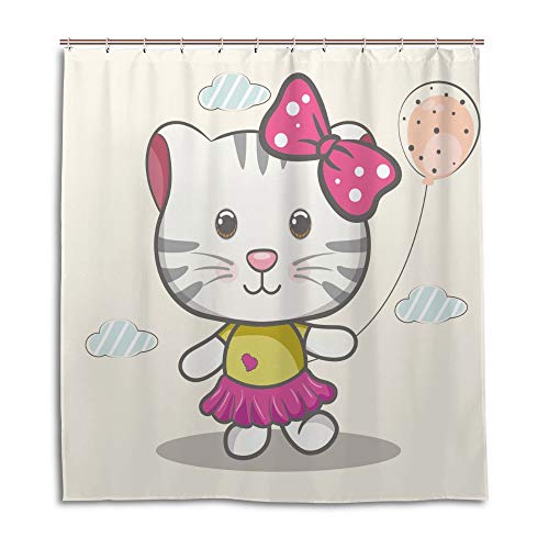 Rideau de douche Chenhong en polyester imperméable motif chat mignon 180x180cm - 2