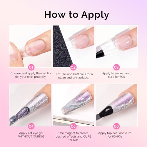 Image of MelodySusie Glitter Cat Eye Gel Nail Polish Set 6 PCS, 15ml 0.5 Fl Oz Holographic Magnetic Nail Polish with Magnet, UV Nail Polish for Nail Art Manicure Salon DIY at Home