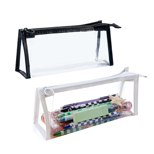 10 astucci trasparenti per matite con cerniera multifunzionali impermeabili organizer per cancelleria per trucchi articoli da toeletta ufficio studenti rosa plastica bianco nero