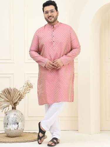 Image of SOJANYA Plus (Since 1958) Men's Cotton Linen Foil Printed Only Long Kurta