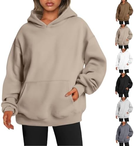 Womens Oversized Sweatshirt Hoodie Drop Shoulder Baggy Hooded Pullover Lightweight Long Sleeve Fall Clothes w/Pockets