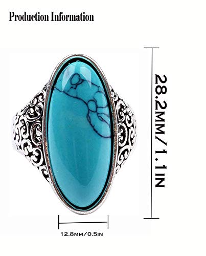 Ladaypoa SSJZ18LV8 Women'S Fashion Created-Turquoise Ring Tibet Silver Plated Gothic Stone Rings thumb #1