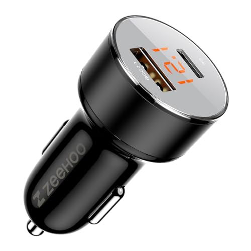 Car Charger Adapter, ZeeHoo USB C Car Charger QC 3.0&PD Dual Port 45W Fast Charging for Apple iPhone 14 13 12 11 Pro Max, Samsung Galaxy S23 Ultra/S22/Z Fold4 Flip 4/S21/Note20/Pixel/LG