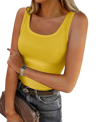 Roselux Women's Sleeveless Scoop Neck Fitted Tank...