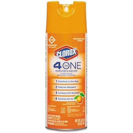 Clorox 4-In-One Disinfectant & Sanitizer, Fresh Citrus, 14Oz Aerosol - 6 Bottles Per Case. By 5Cou (640206763752)