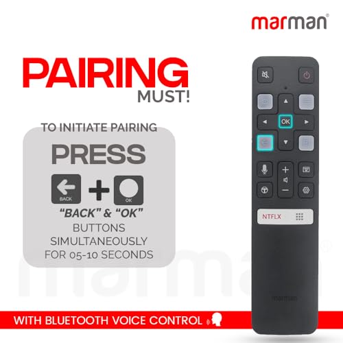 Image of marman Compatible TCL Smart Tv Remote Control Original with Bluetooth and Voice Command for Model RC802V FMR1 with Google Assistant & Netflix Hot Keys Pairing Must !