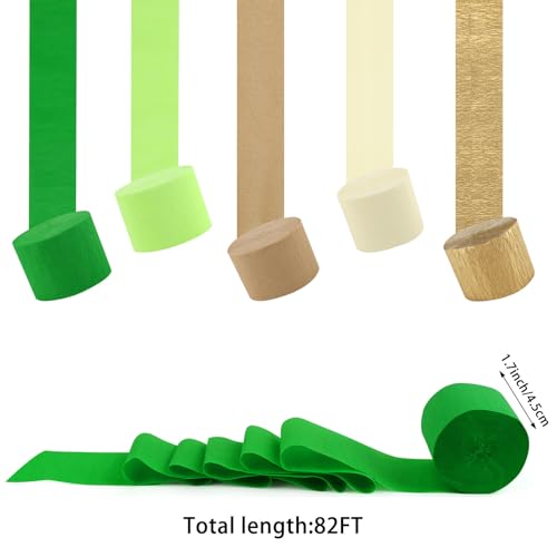 Image of 5 Rolls Green & Gold Crepe Paper Streamers, Crepe Paper Craft for Wedding Baby Shower Birthday Bridal Party Engagement Decorations Supplies