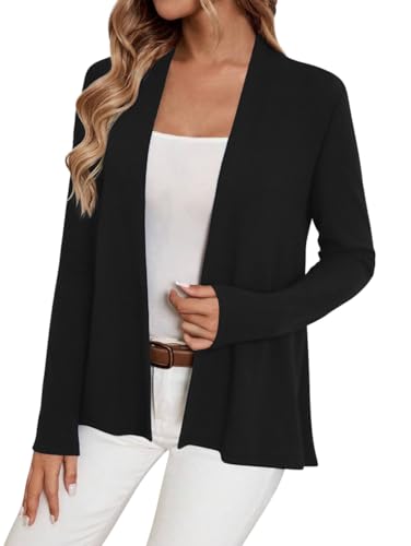 Sweet Hearts Long Sleeve Black Cardigan for Women- Lightweight Open Front Knit Sweaters Women’s Kimonos Fall Duster3