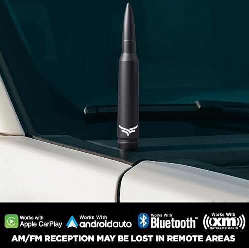 Image of EcoAuto 50 Cal Bullet Antenna for Ford F150 F250 F350 & Dodge Ram & Ford Raptor Bronco - Instantly Upgrade Your Truck Look with F150 Antenna - Anti-Theft Antenna Topper - Matte Black Bullet Antenna