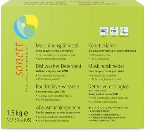 Sonett Dishwasher Detergent, Organic, Unscented, Natural Dish Washer, 3.3 lbs (1.5 kg) image 2
