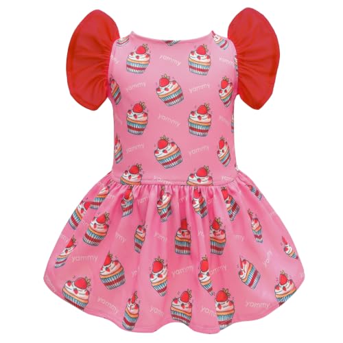 Image of CuteBone Frilly Dog Dress Princess Puppy Birthday Dresses with Ruffled Sleeves Cat Clothes Outfit for Small Dogs Girl Pet Apparel